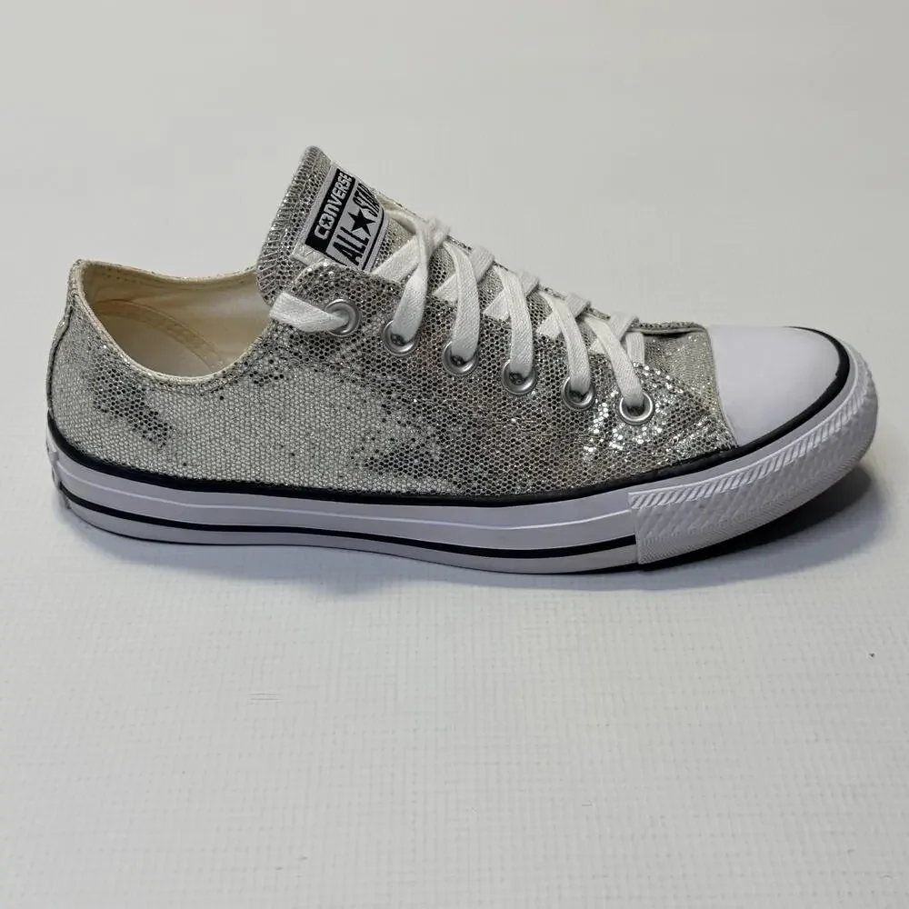 Converse Chuck Taylor All Star Shoes Womens Size 8 Silver Glitter Sneakers